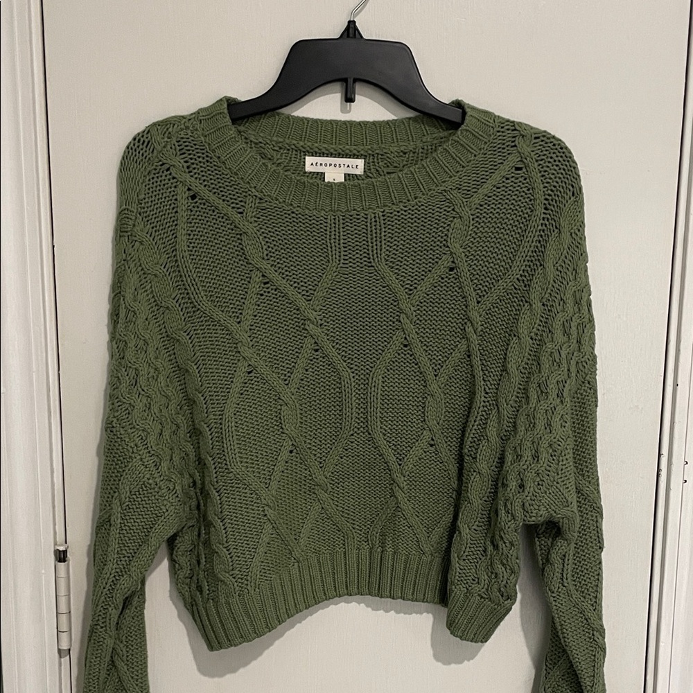 Aeropostale Green Cable Knit cropped  Sweater